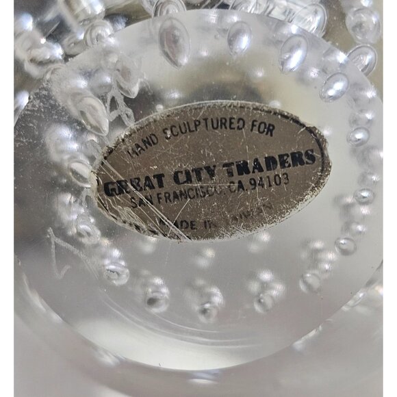 Great City Traders Art Glass Apple Paperweight Brass Stem & Leaf w Box - Picture 3 of 7